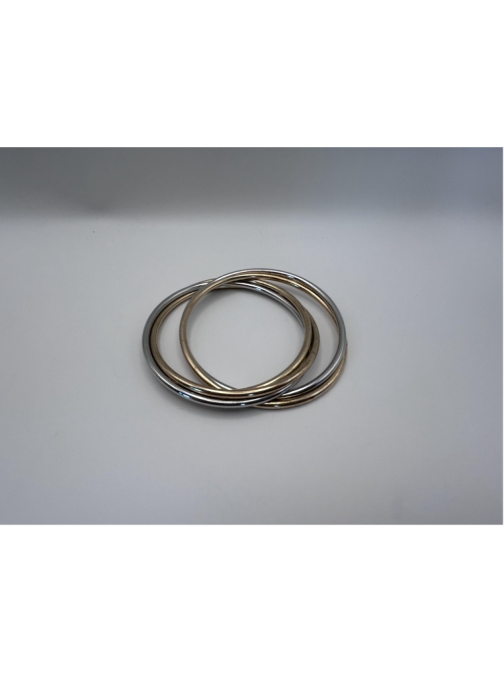 Bracelet Silver Tone Gold Tone Five Bangle Russian Rolling Set 9.4 In - Picture 3 of 4